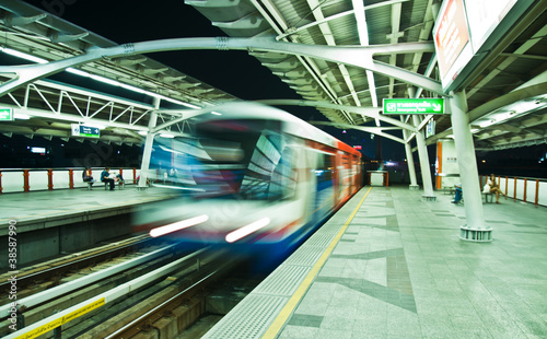 Photo: Bangkok BTS Skytrain night view Bangkok BTS Skytrain night view