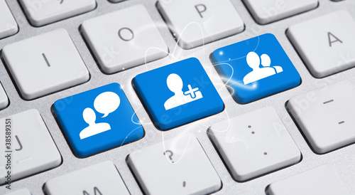 Photo: Social media button on keyboard Social media button on keyboard