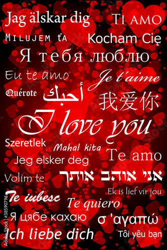 Vector: "I love you" in different languages - valentine card "I love you" in different languages - valentine card