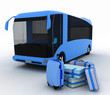 Bus and luggage on a white background Bus and luggage on a white background