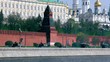 Tanks motorcade ride by quay of Moscow Kremlin