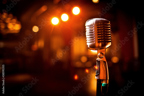 Retro microphone on stage