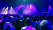 Singer dance on stage, lot of people at rave party