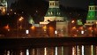 Tanks motorcade ride by quay of Moscow Kremlin