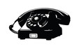 Old Style Analog Phone Stencil With Loose Curly Cord Old Style Analog Phone Stencil With Loose Curly Cord