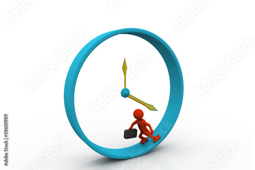 Illustration: Business man run and beat for time. Business man run and beat for time.