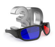 3D glasses of stereoscopic cinema. Isolated on white background