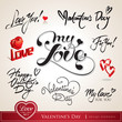 Set of Valentine's calligraphic headlines. Vector illustration.