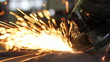 Men at work grinding steel