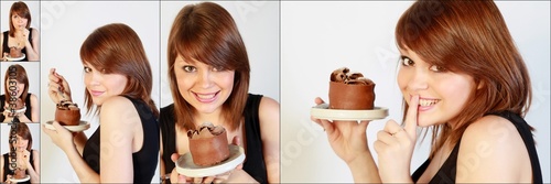 Photo: Vignettes femme et gâteau chocolat Vignettes femme et gâteau chocolat