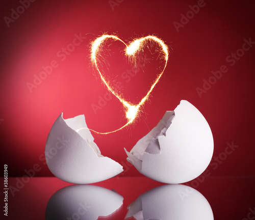 Photo: Sparkling heart of the broken eggs hatched. Sparkling heart of the broken eggs hatched.