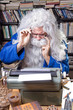 Author working on a old typewriter ..