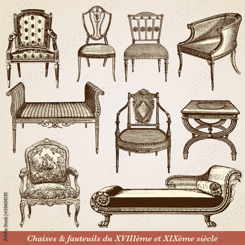 Vector: fauteuil XVIII ème et XIXème fauteuil XVIII ème et XIXème