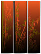 Three vertical banners in asian themes in sunrise.