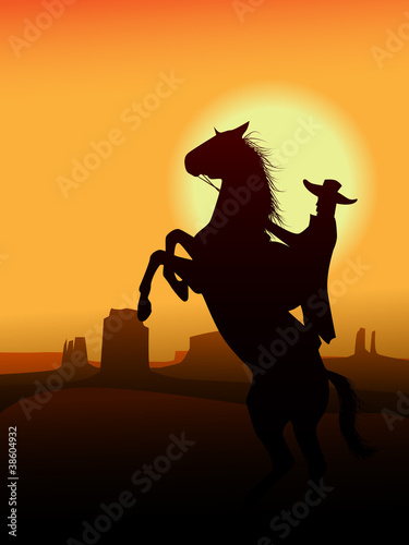 Vector: Hero of wildwest go in sunset Hero of wildwest go in sunset