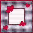 Red and white hearts over dark blue background with copy space