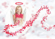 Cute woman as cupid