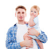 smiley father and baby
