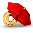 ACTA > Schutz der Copyrights GOLD Regenschirm rot