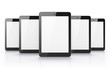 Black tablets on white background