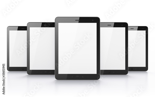 Illustration: Black tablets on white background Black tablets on white background