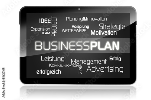 Illustration: Tablet mit Business-Plan Tablet mit Business-Plan