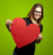 woman holding heart