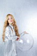 Astronaut girl with silver uniform and glass helmet Astronaut girl with silver uniform and glass helmet