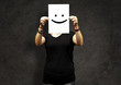 woman with smile emoticon