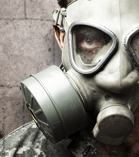 Photo: soldier with gas mask soldier with gas mask