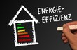 Tafel mit Hand - Energieeffizienz im Bau