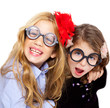 nerd children girl group with funny glasses
