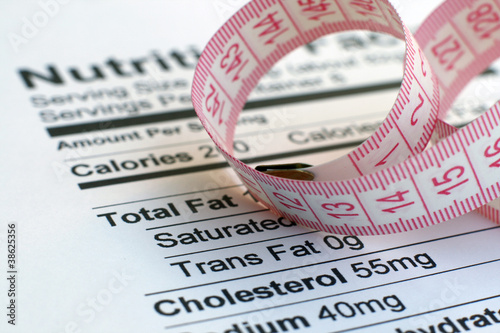 Photo: Nutrition facts and measure tape Nutrition facts and measure tape
