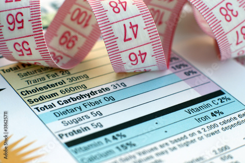 Photo: Nutrition facts and measure tape Nutrition facts and measure tape