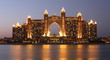 Atlantis Hotel illuminated at night, Dubai