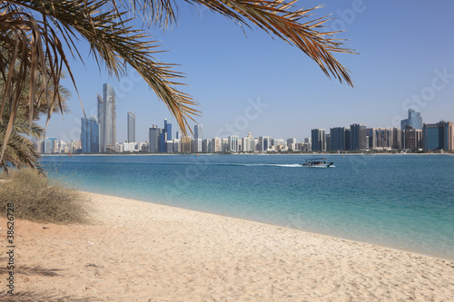 Photo: Beach and skyline of Abu Dhabi, United Arab Emirates Beach and skyline of Abu Dhabi, United Arab Emirates