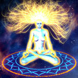 Meditation Girl on space background