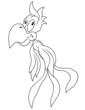 Parrot - Black and White Cartoon Illustration