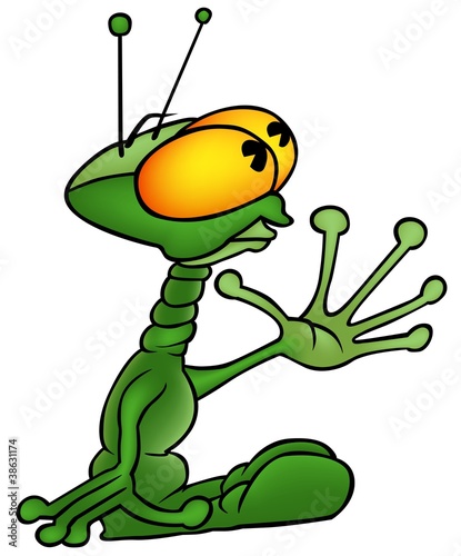 Illustration: Green Alien - Colored Cartoon Illustration Green Alien - Colored Cartoon Illustration