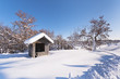 landscape with a hut covered with snow landscape with a hut covered with snow