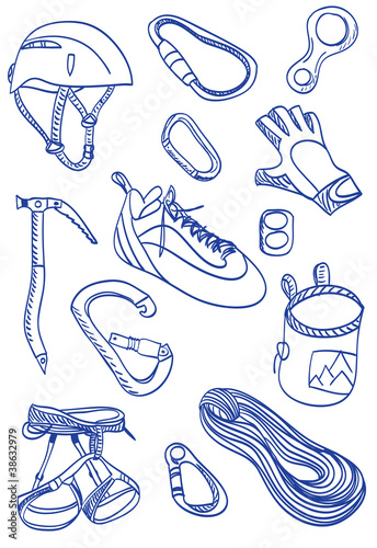 Vector: Mountain Climbing - doodle style illustration Mountain Climbing - doodle style illustration