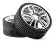 Car wheels on white background.