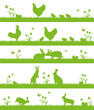 Ostern Landschafts- und Tier-Silhouette Hasen Hühner Ostern Landschafts- und Tier-Silhouette Hasen Hühner