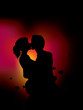 Vector: couple silhouette with heart lights couple silhouette with heart lights