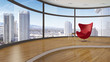 room with red chair