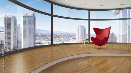Illustration: room with red chair room with red chair