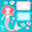 Vector: set of mermaid and matching design elements set of mermaid and matching design elements