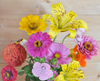 Flowers and wooden wall