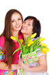 Woman greeting her mother
