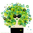 Woman portrait with dollar signs hairstyle for your design
